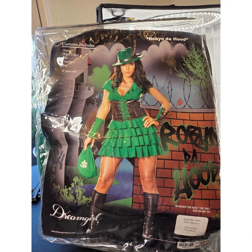 Dreamgirl Robyn da Hood 5pc Costume Set Green Archer Dress Corset 4494 Medium